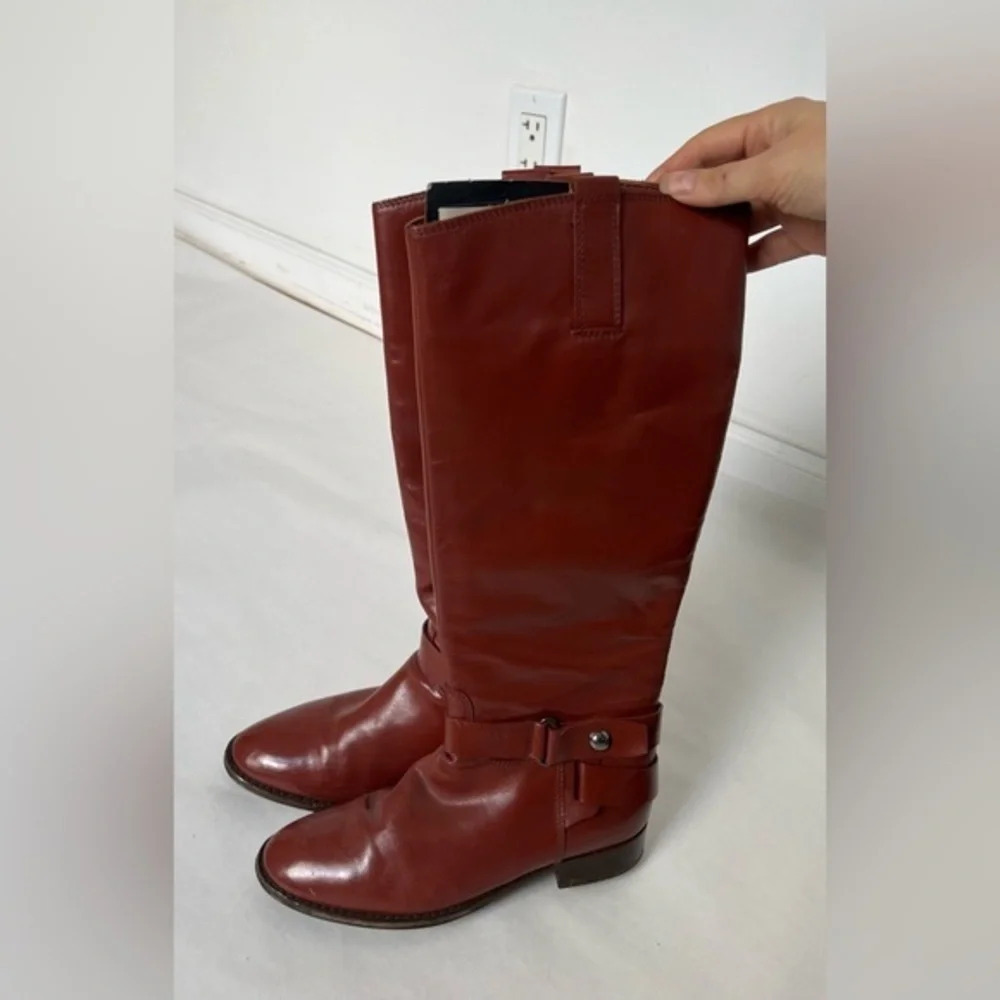Sara Kent Italy Riding Boots Lined Leather Brown Cognac Mint Condition US 6.5
